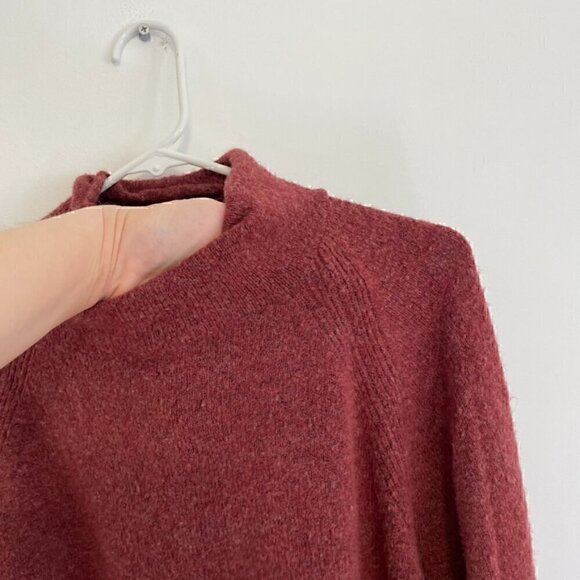 AVA & VIV Plus Size Raspberry Red Burgundy Marled Mock Neck Turtleneck ? Sweater - Picture 5 of 10